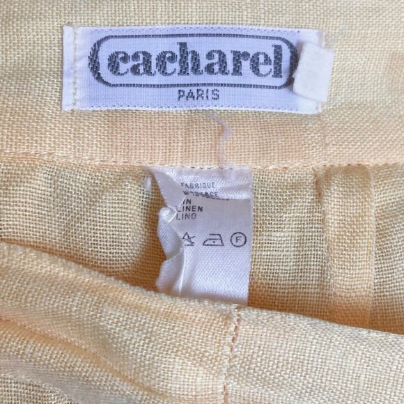 Cacharel 1970s Vintage Pale Yellow Linen Wrap Skirt Sz XS S - Picture 6 of 6
